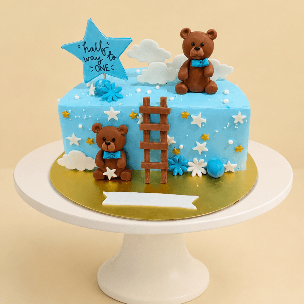 Halfway to One Teddy Cake