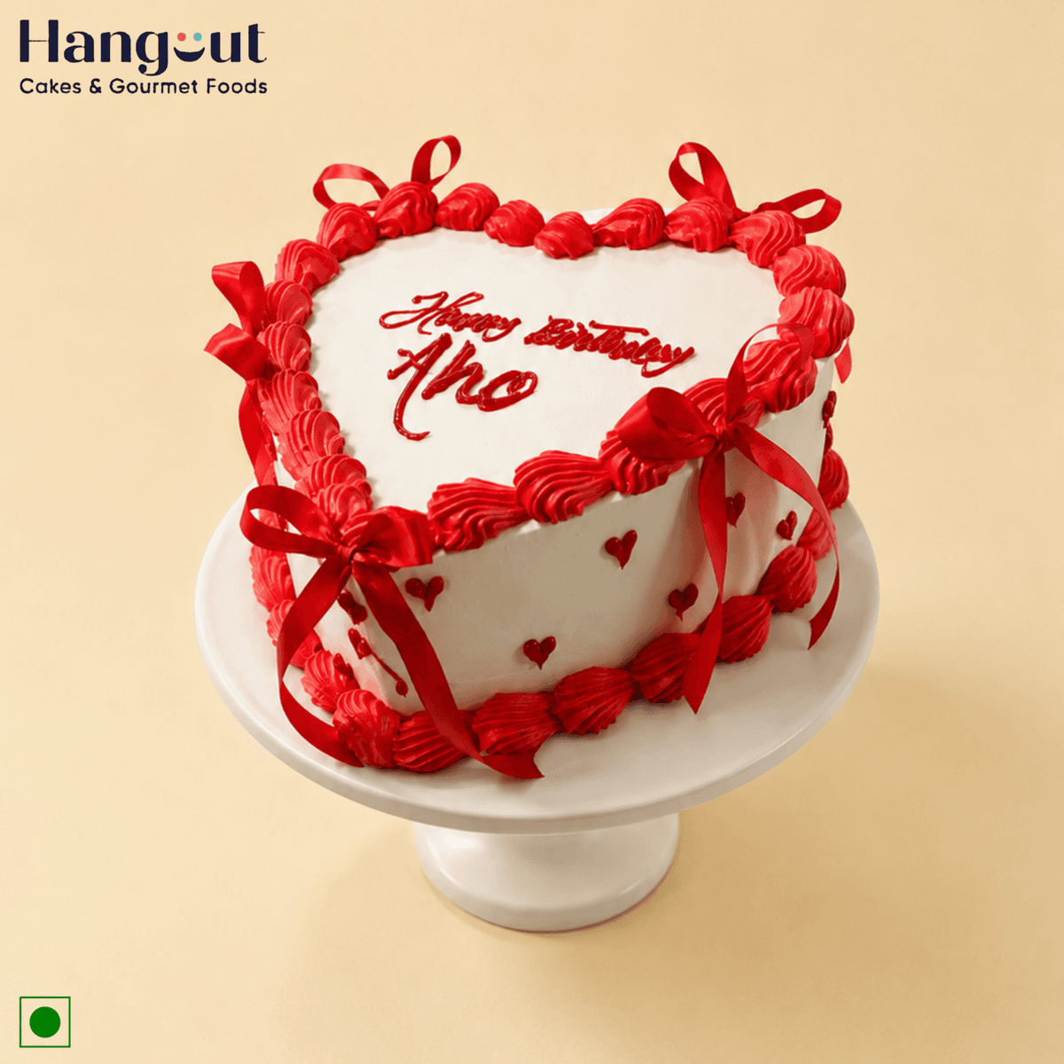 Red Ribbon Heart Cake