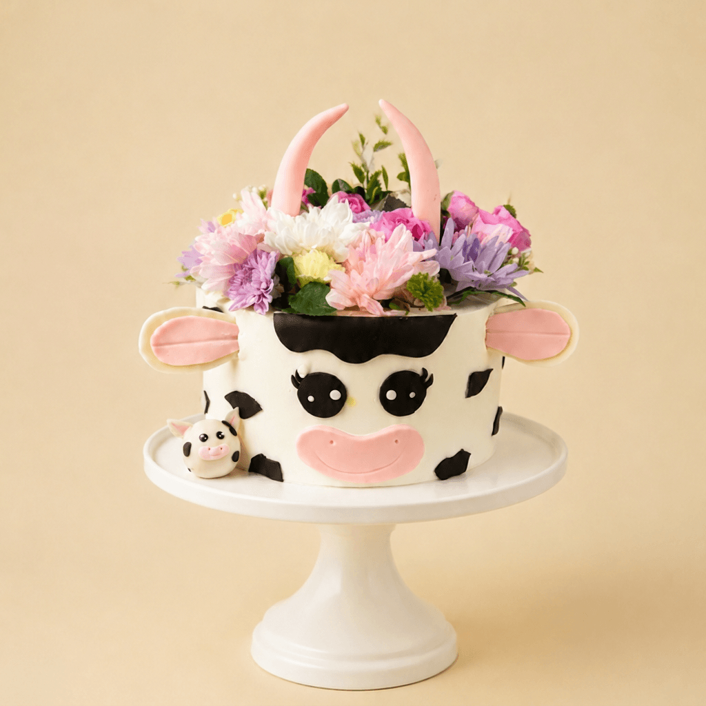 Moo Bloom Cow Cake