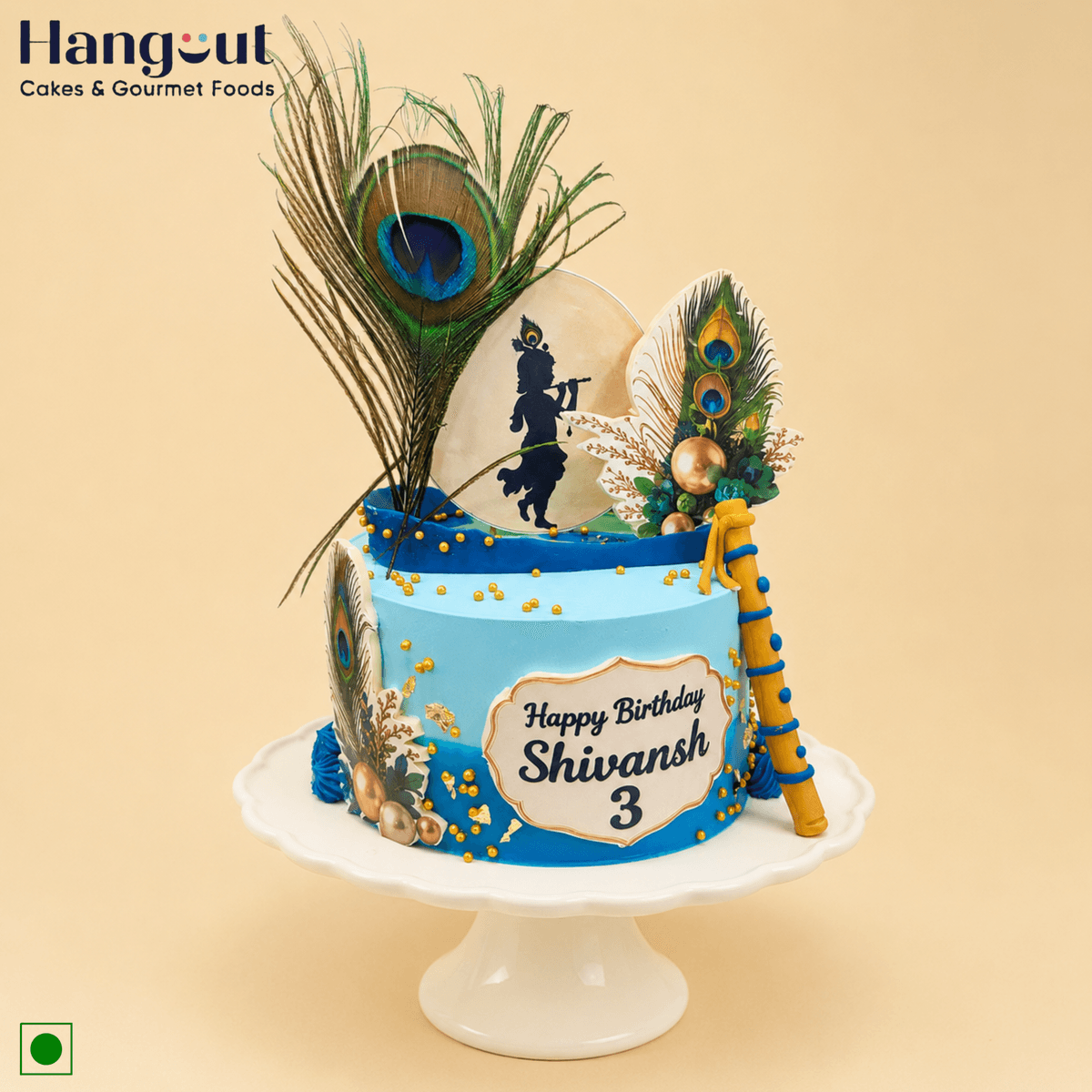 Divine Krishna Peacock Feather Cake