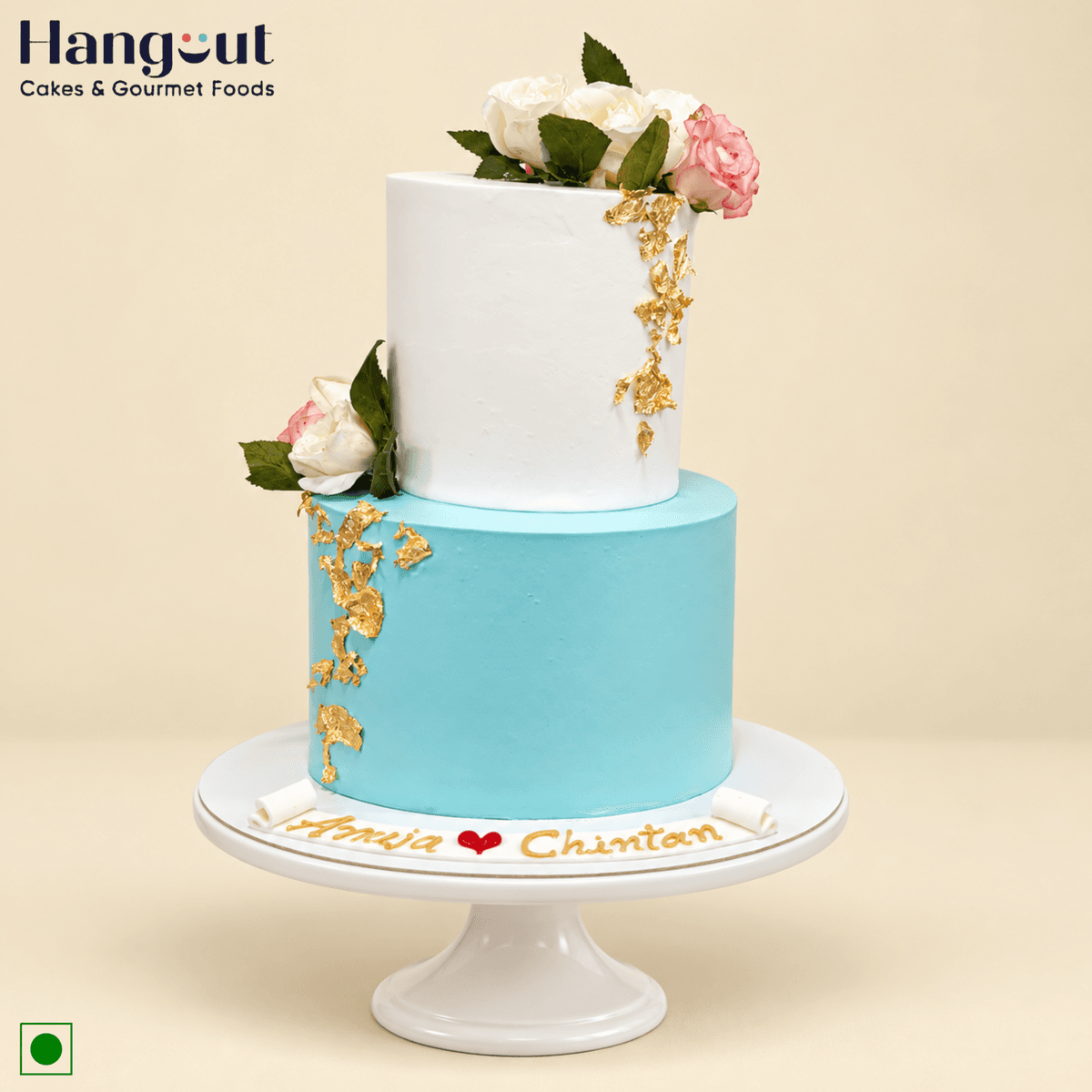 Elegant Blue Floral Tier Cake
