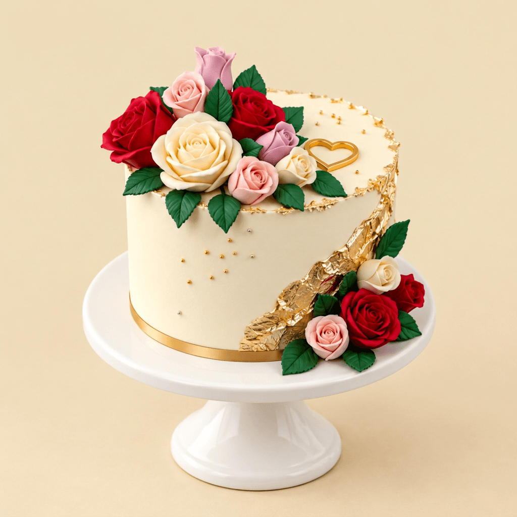 Golden Rose Bouquet Cake