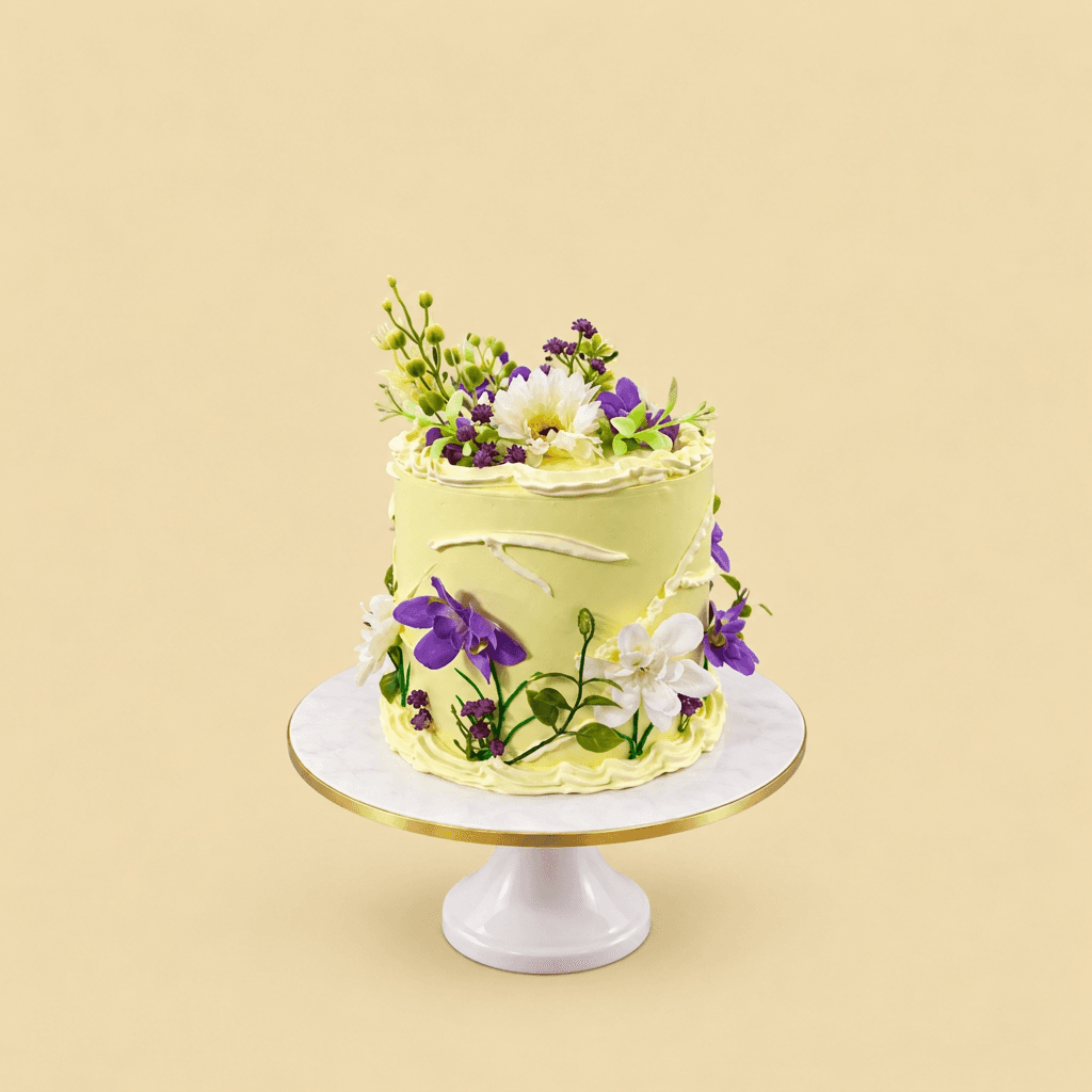 Lemon Meadow Floral Cake
