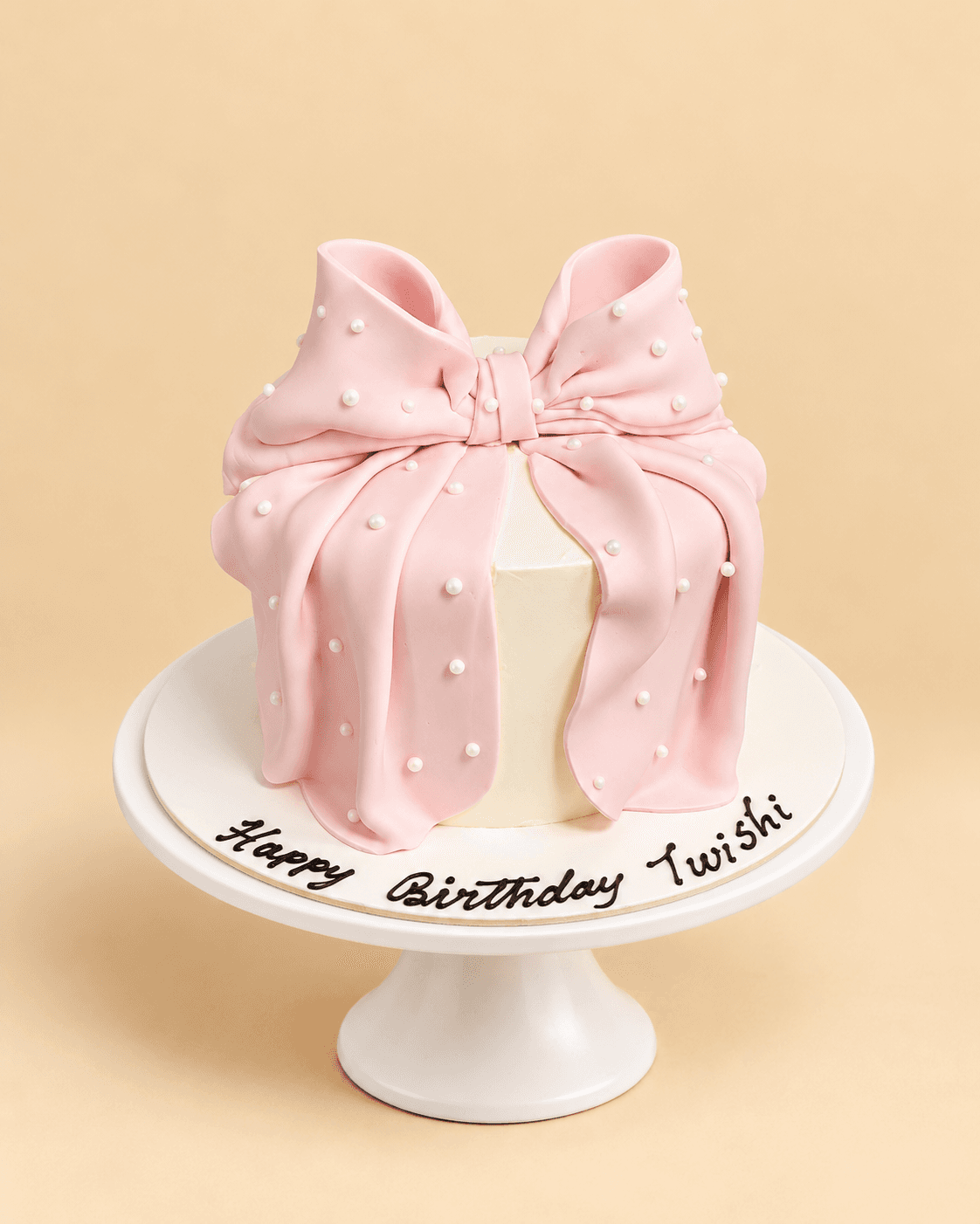 Blush Bow Elegance Cake