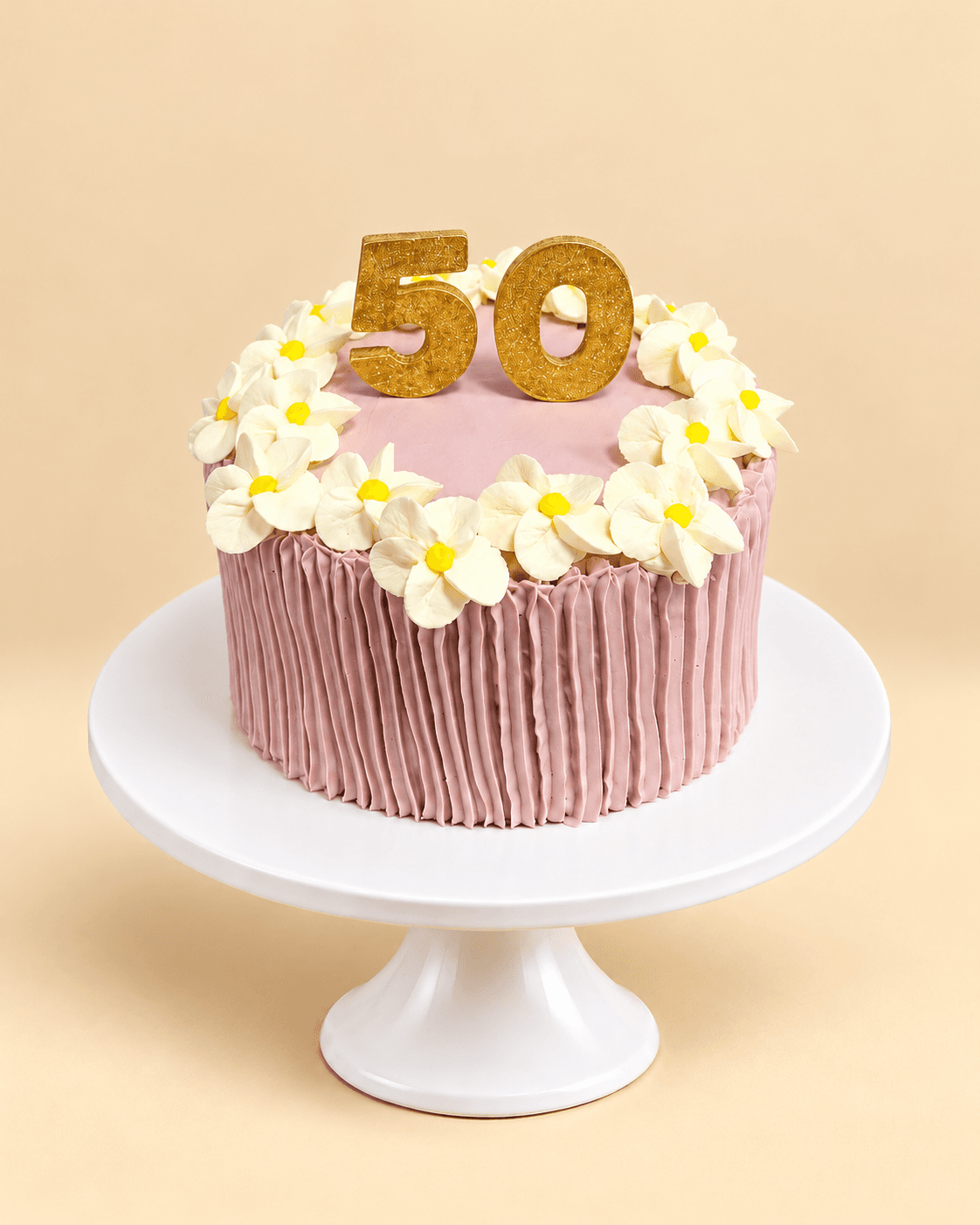 Golden Fifty Floral Cake