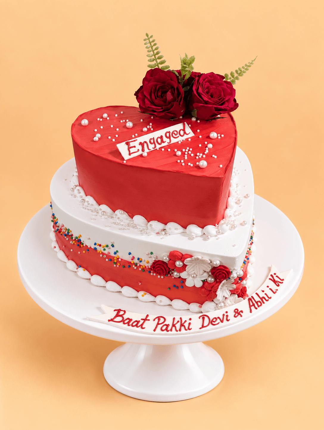 Forever Engaged Heart Cake