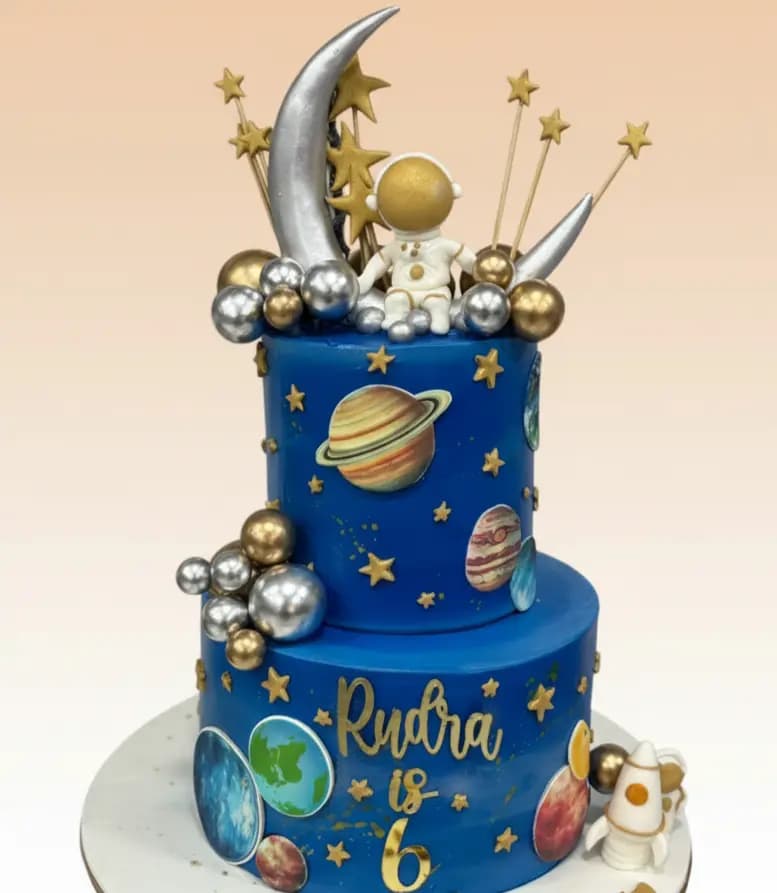 2-Tier Space Themed Birthday Cake