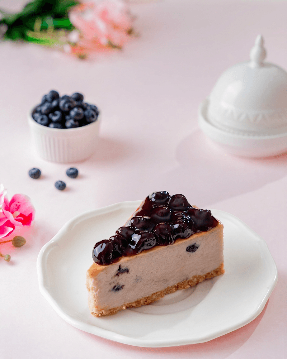 Blueberry Baked Cheesecake Slice