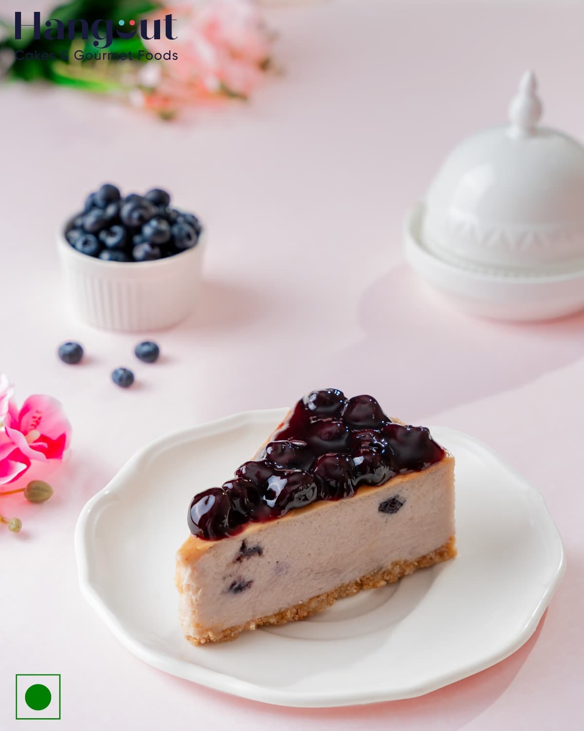 Blueberry Baked Cheesecake Slice