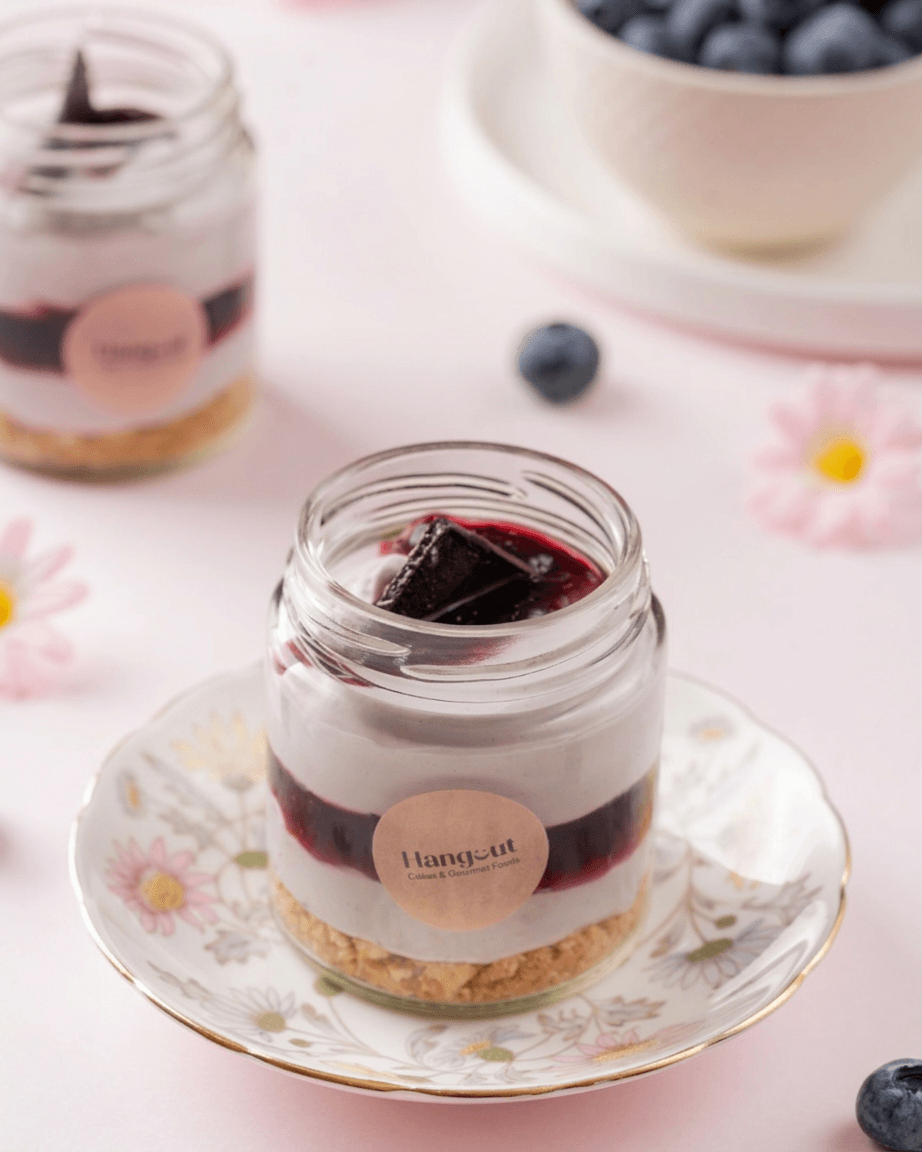 Blueberry mothers day special glass jar cake