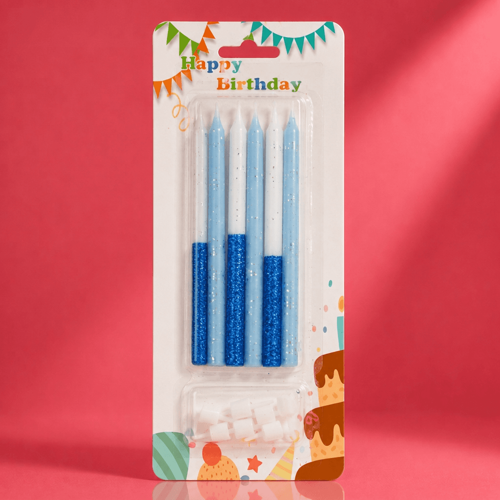 Blue Glitter Dip Candles
