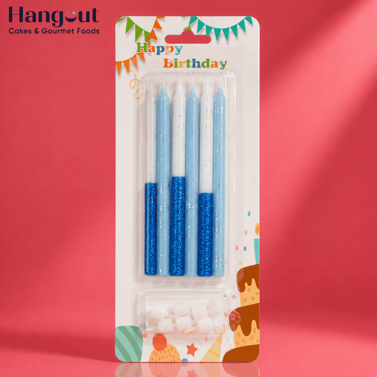 Blue Glitter Dip Candles