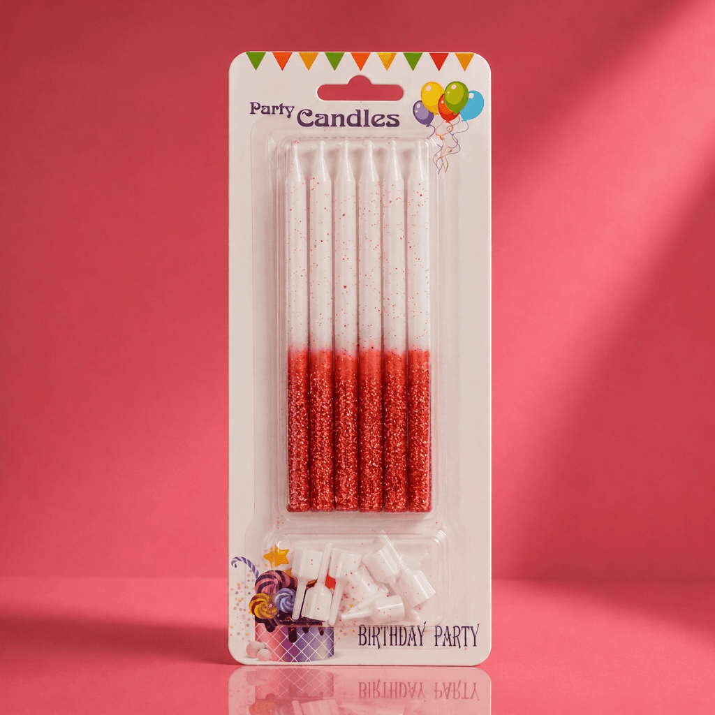 Red Glitter Dip Candles