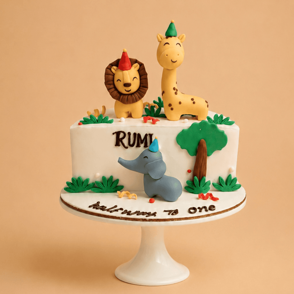 Halfway to One Safari Customized Cake