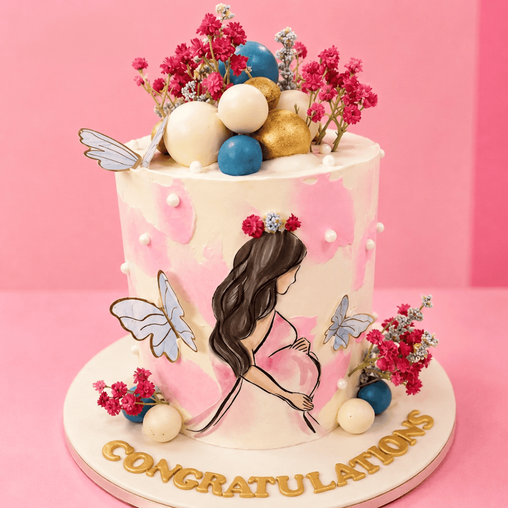 Mom-To-Be Blossom Customized Cake