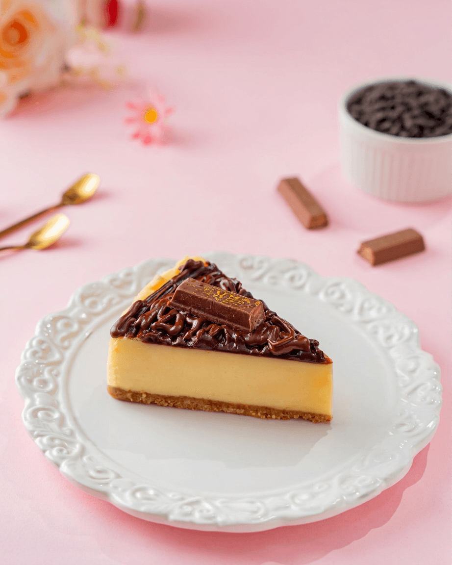 Kitkat Baked Cheesecake Slice