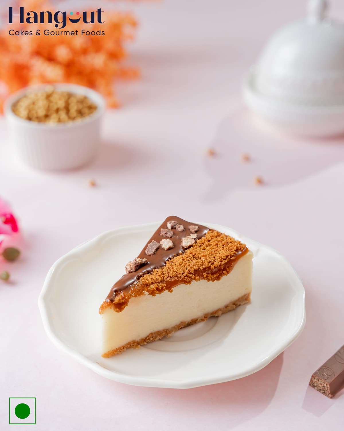 Lotus and Nutella Half and Half Baked Cheesecake Slice