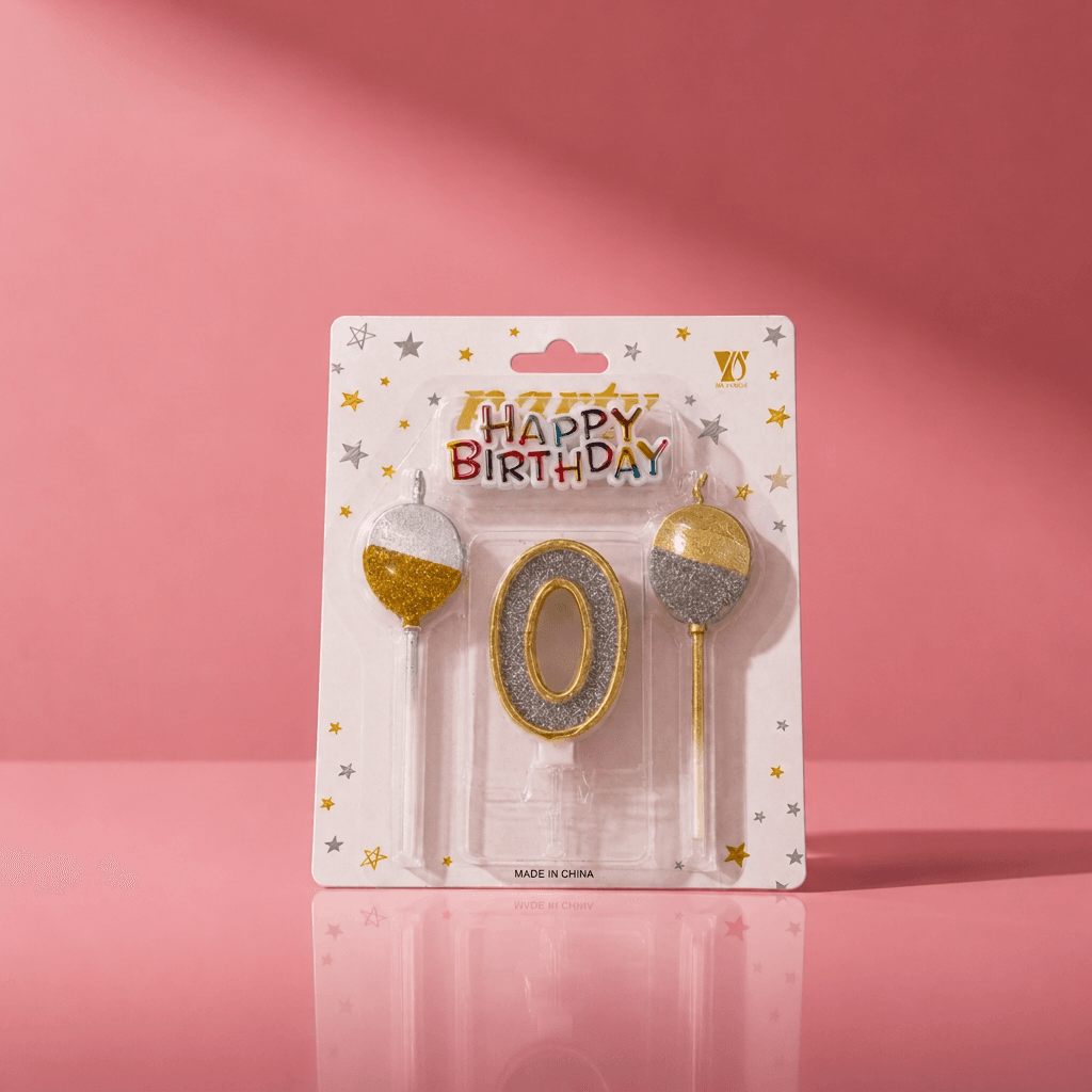 Glittered Number 0 Candle