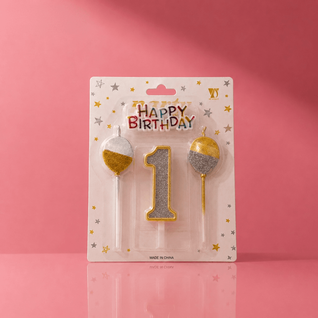 Glittered Number 1 Candle