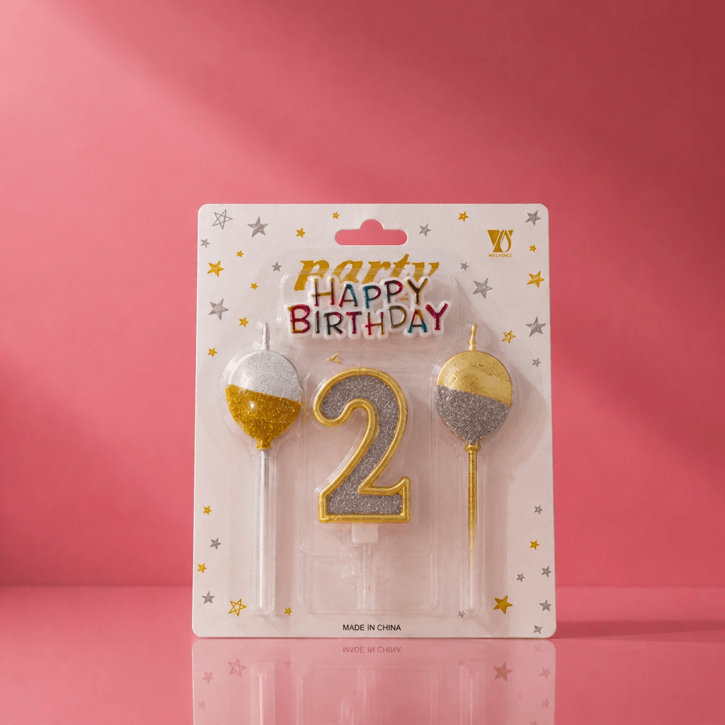 Glittered Number 2 Candle