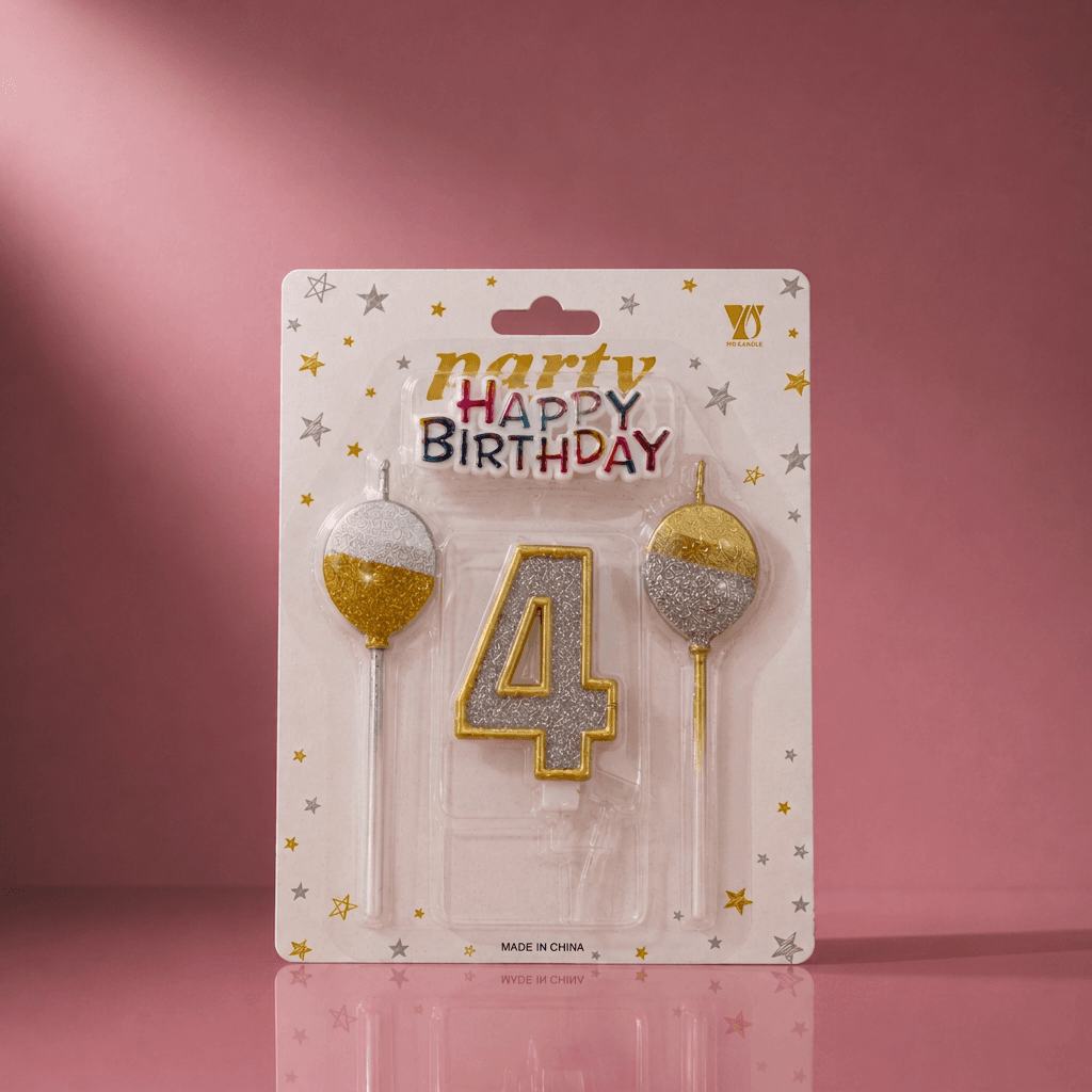 Glittered Number 4 Candle