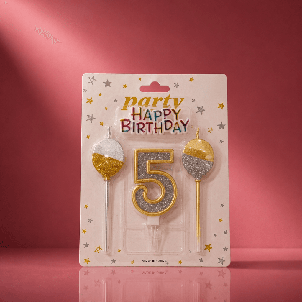 Glittered Number 5 Candle