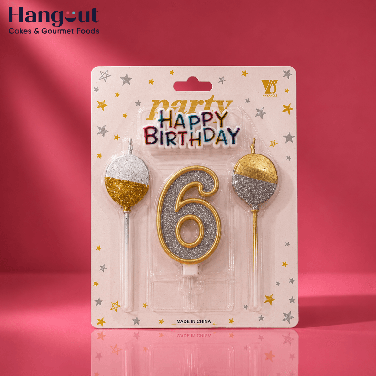 Glittered Number 6 Candle