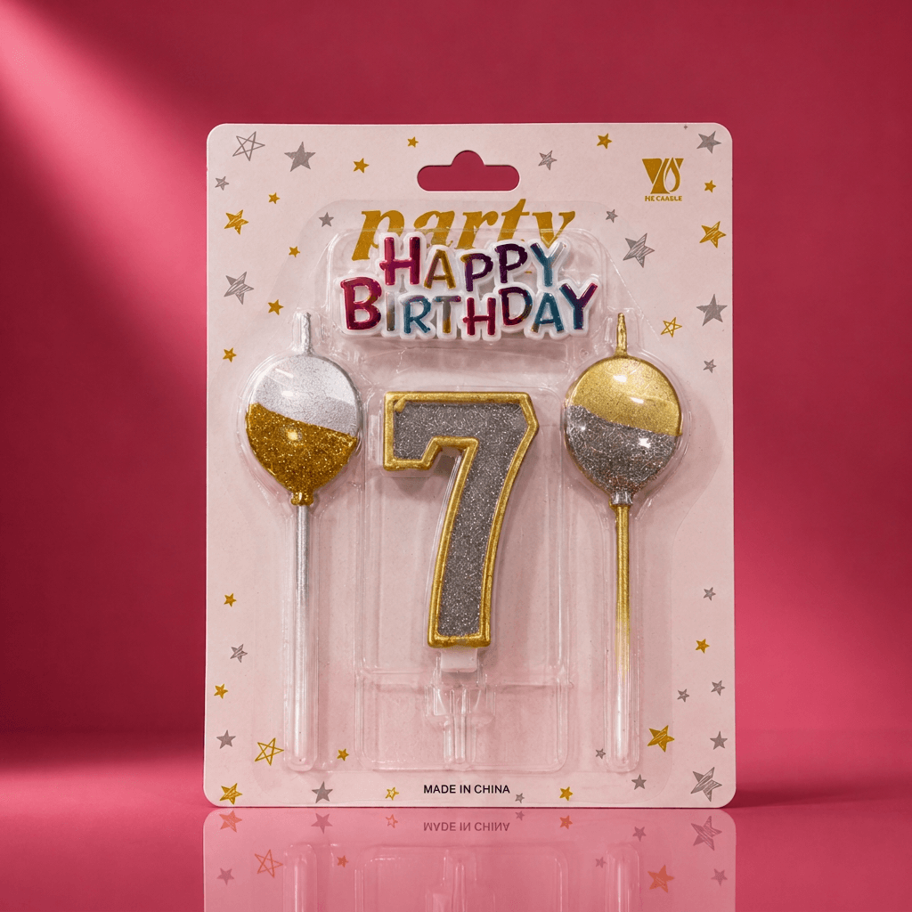 Glittered 7 Number Candle