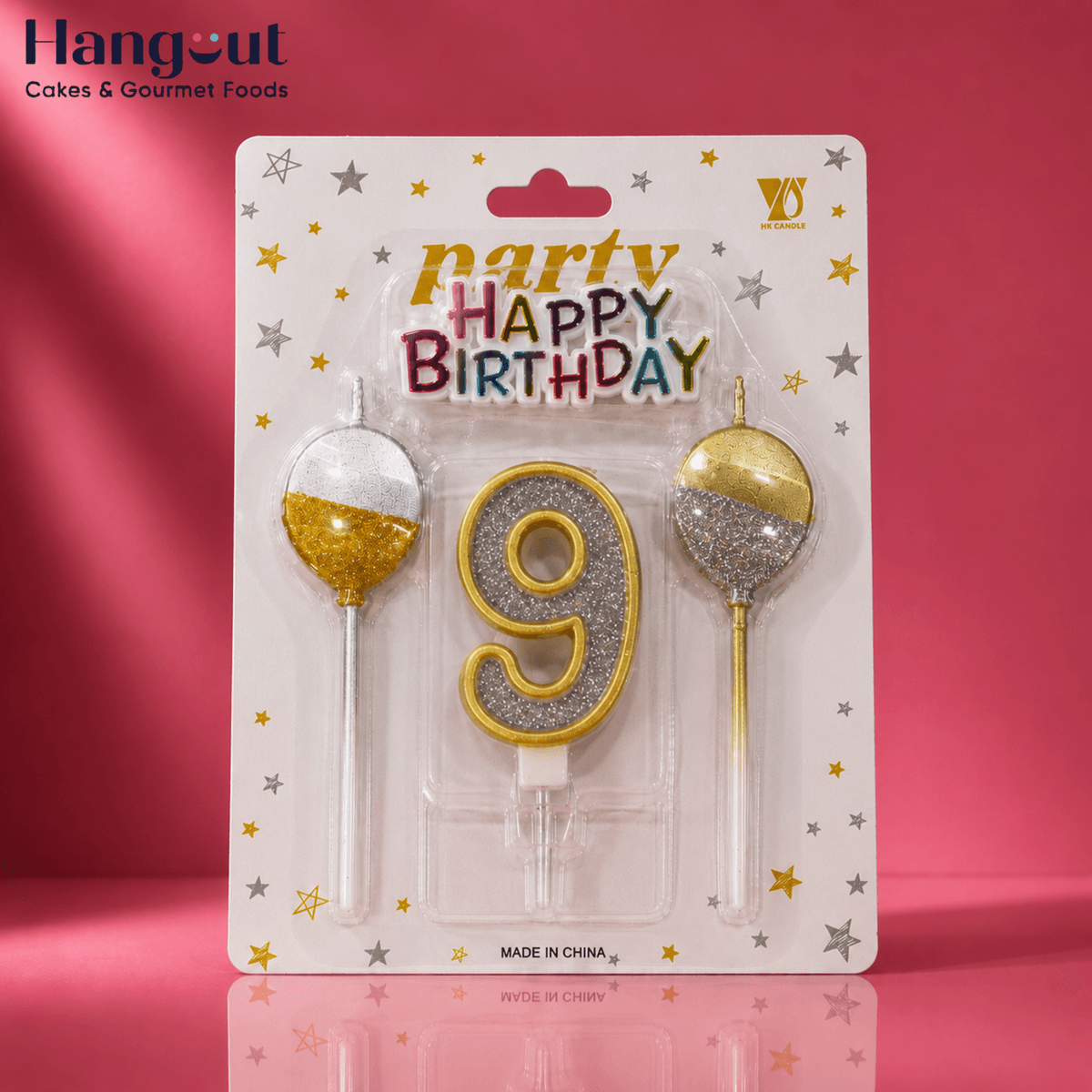 Glittered Number 9 Candle
