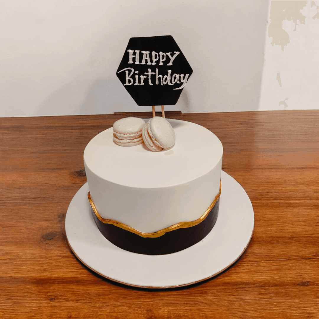 Birthday Cake with Macarons