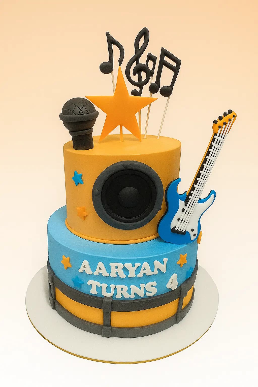 Rockstar Themed 2-Tier Birthday Cake