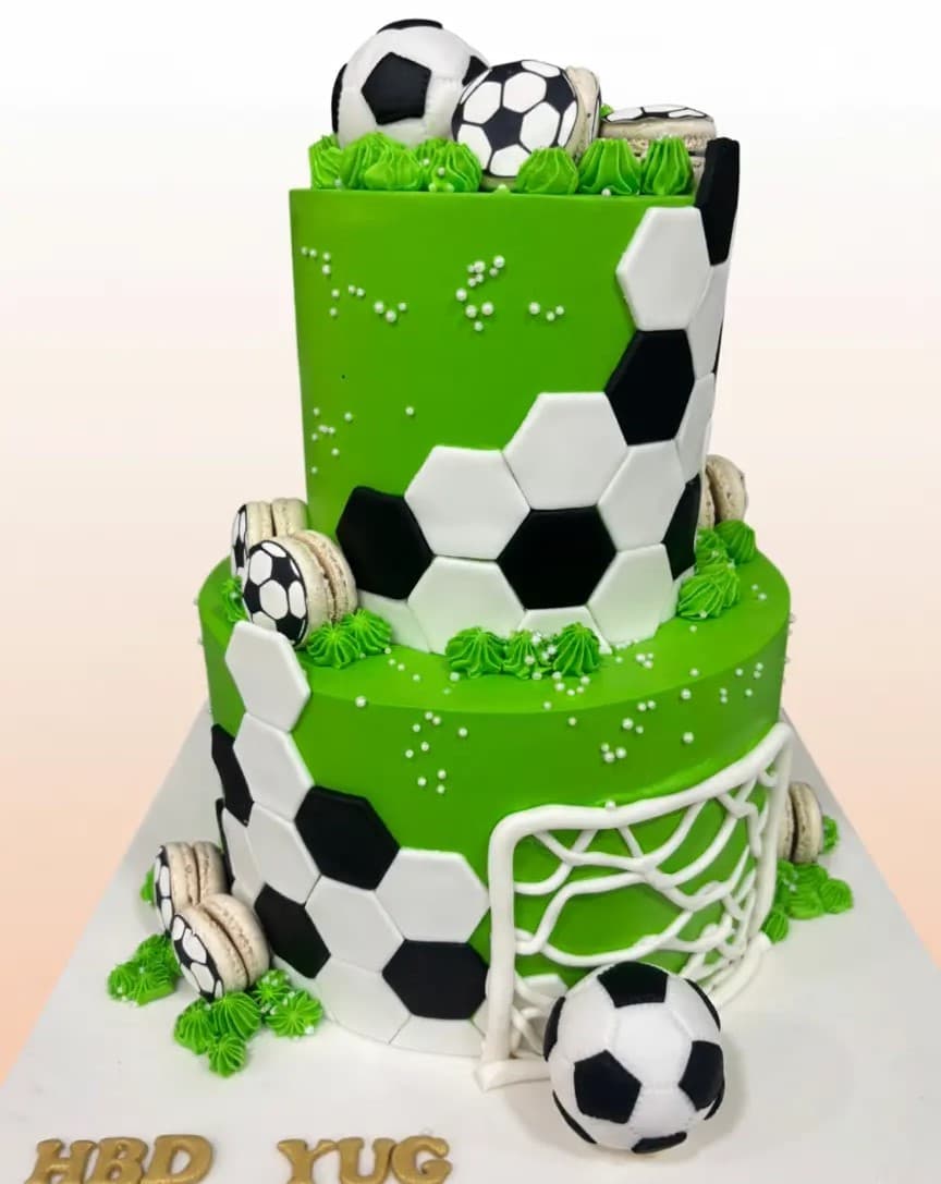 Football Themed 2-Tier Cake
