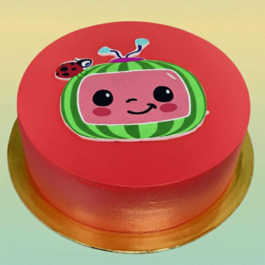 Red Cocomelon Birthday Cake