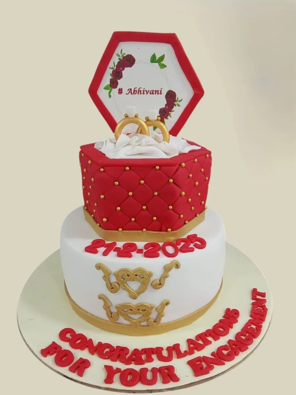 Royal Red Engagement Cake