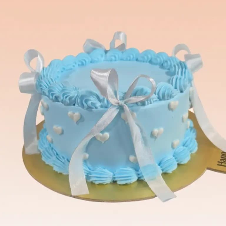 Vintage Blue & White Hearts Cake