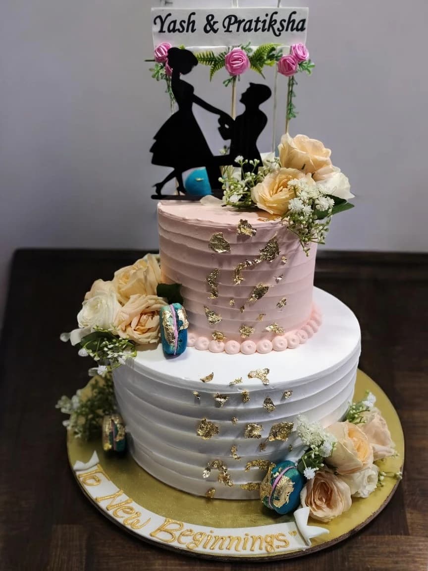 Whimsical 2 Tier Engagement Cake