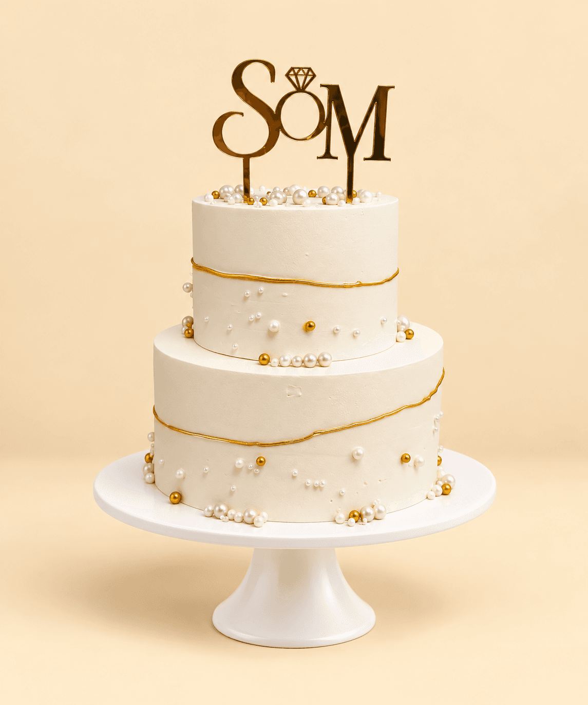 Golden Pearl Engagement Cake