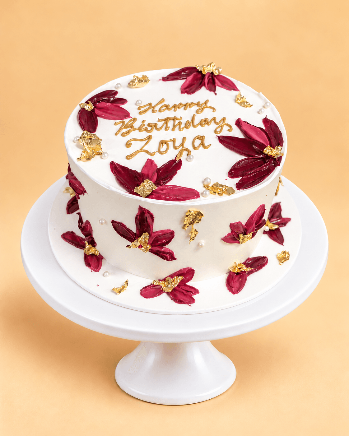 Crimson Petal Elegance Cake