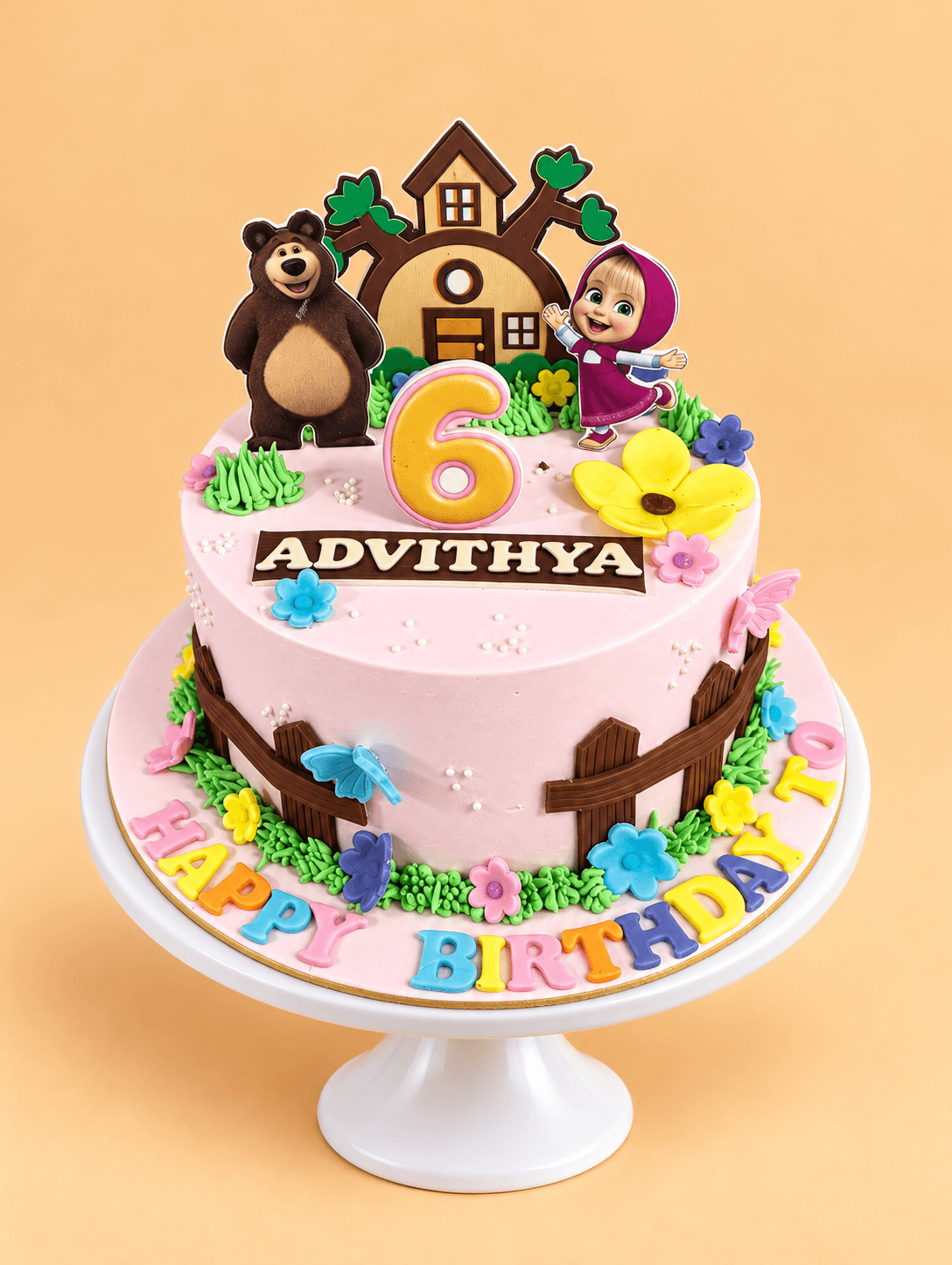 Masha & Bear Garden Cake