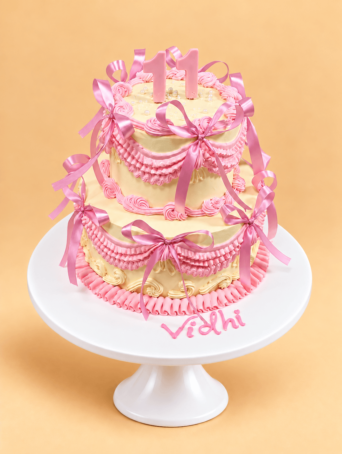Pink Ribbon Vintage Cake