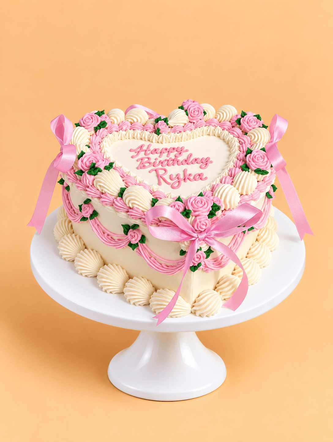 Blush Rose Vintage Heart Cake