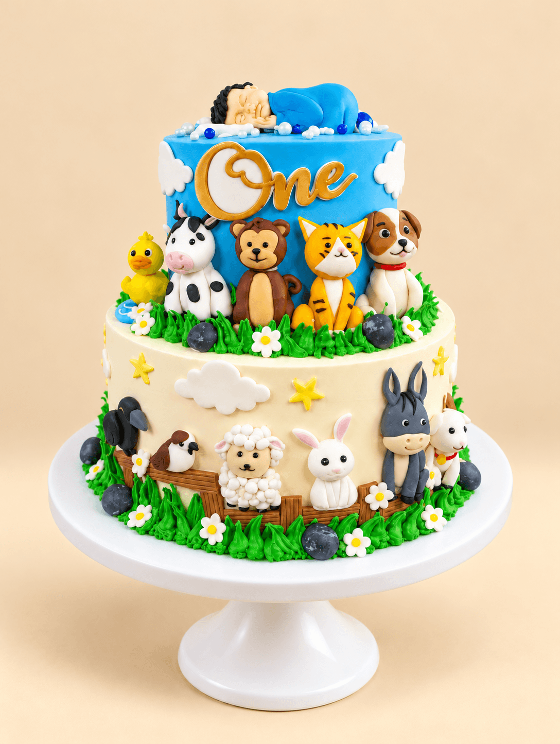 Tiny Tails First Birthday Cake