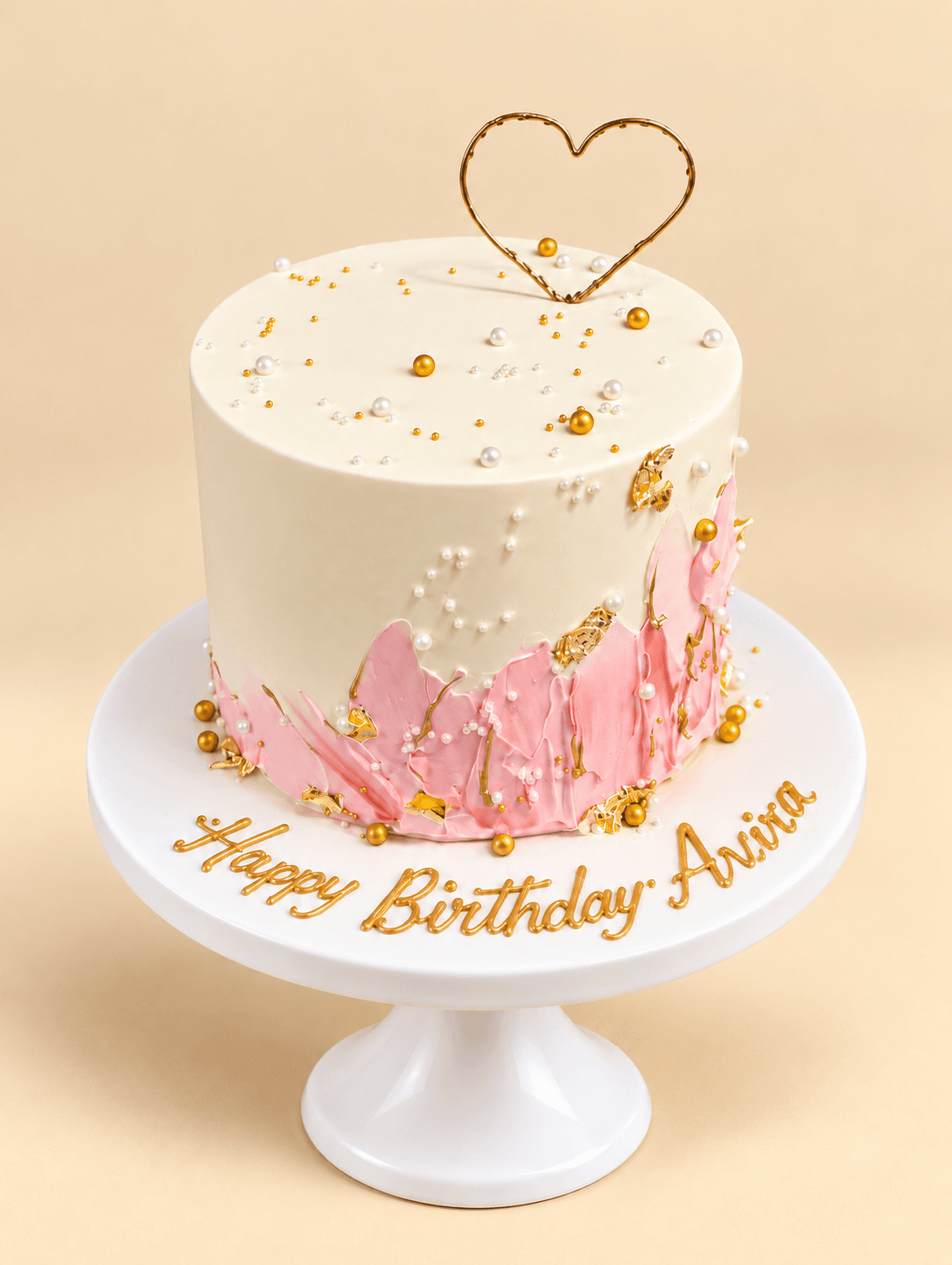 Blush & Gold Heart Elegance Cake