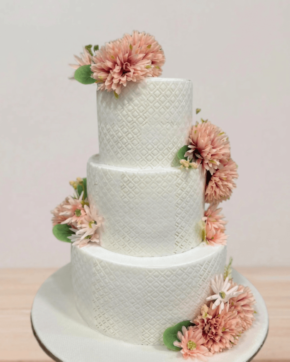 Floral 3-Tier Wedding Cake