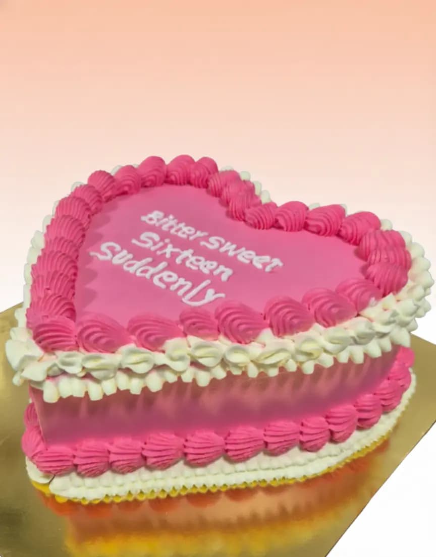 Pink Heart Birthday Cake