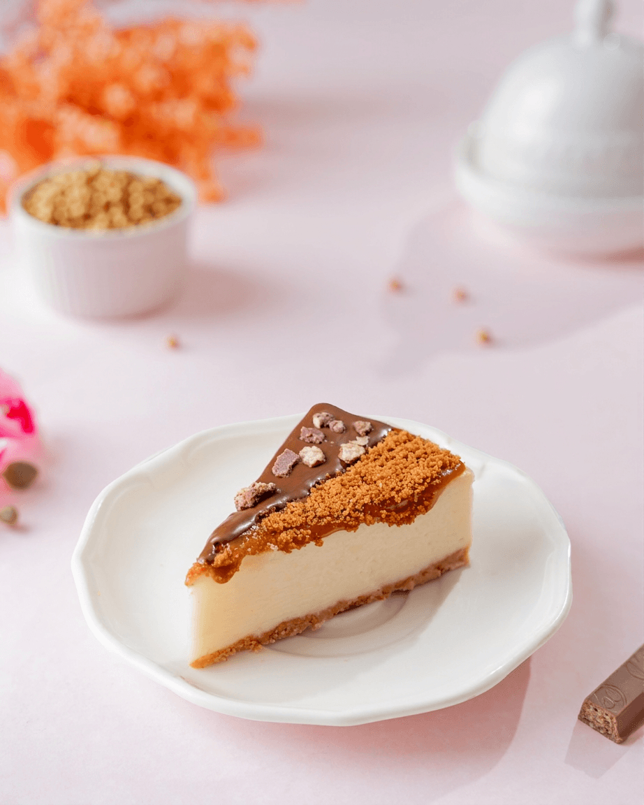 Lotus and Nutella Half and Half Baked Cheesecake Slice