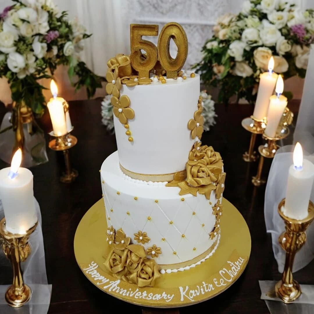 Stunning 2 Tier Anniversary cake