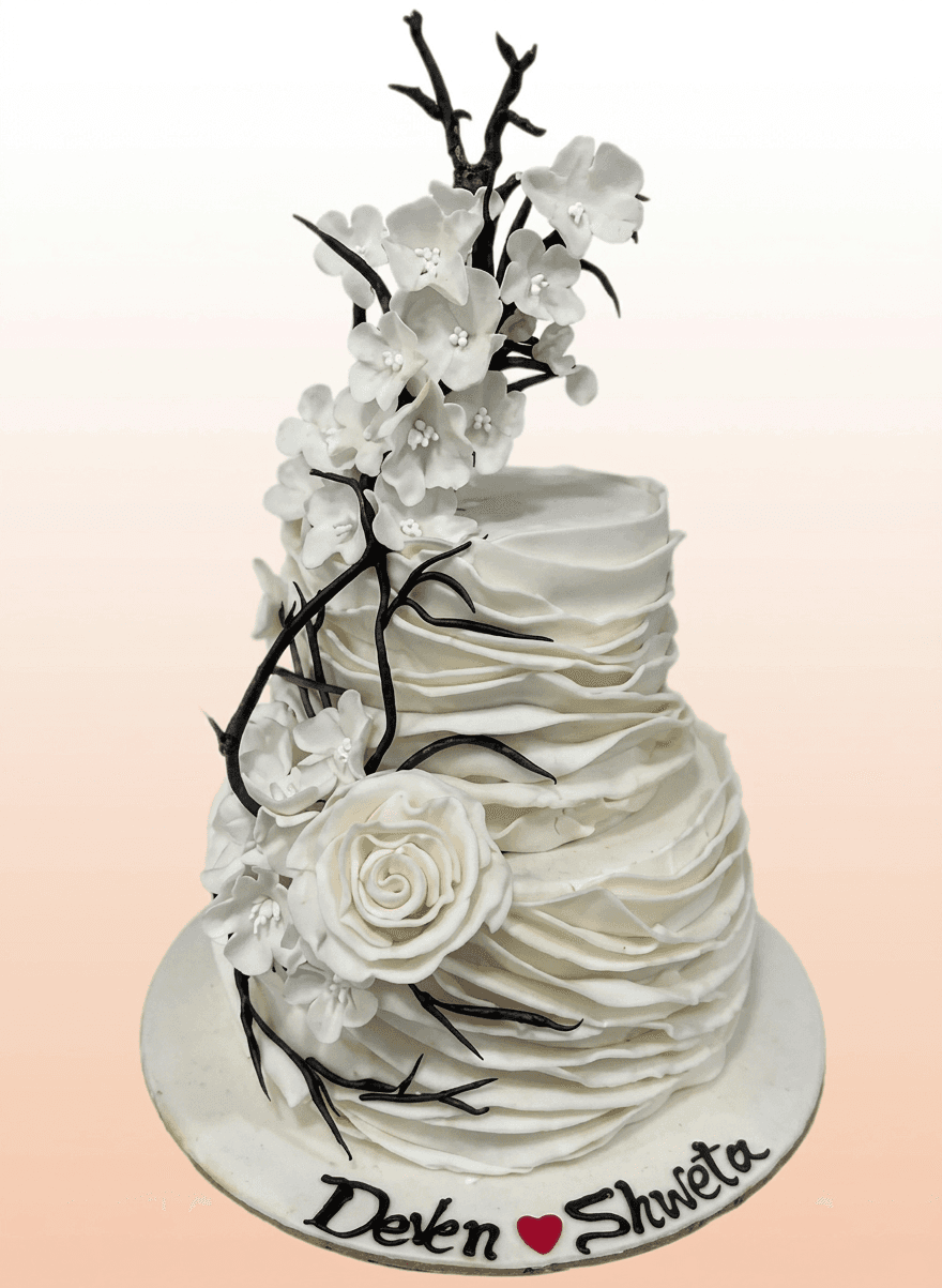 White Floral Wedding Cake