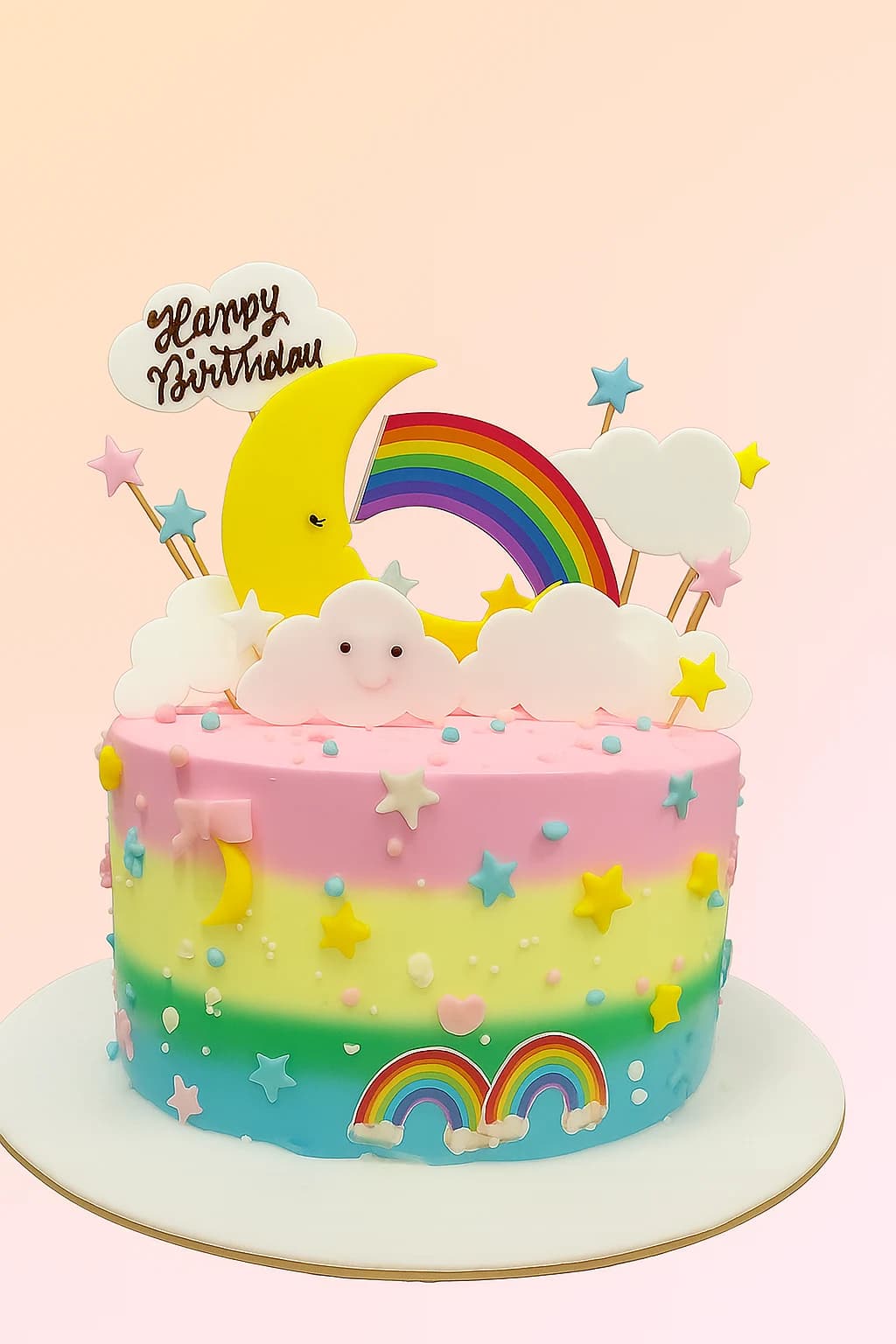 Rainbow themed birthday cake