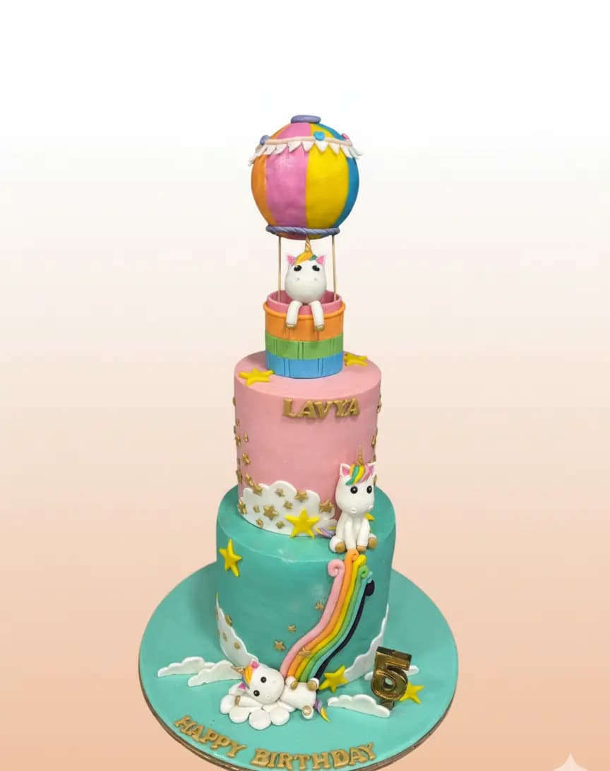 Rainbow Unicorn 2-Tier Cake